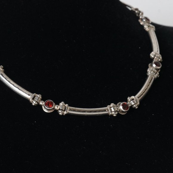 Designer Silver Necklace with Garnets - Picture 8 of 8
